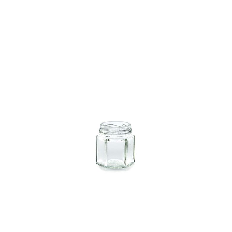 Bocaux en verre style hexagonal 47 ml plat capsules à visser twist off 43mm
