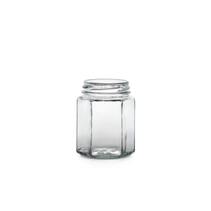 Bocaux en verre style hexagonal 47 ml plat capsules à visser twist off 43mm