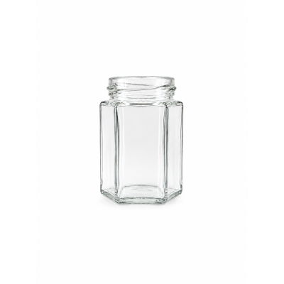 106ml Hexagonal Glass Jars Flat Twist Off 53mm - 191 - 58 MM DEEP