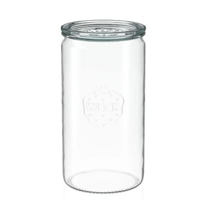 Barattoli in vetro WECK tubo 1040 ml Ø 80mm, coperchi e guarnizioni inclusi