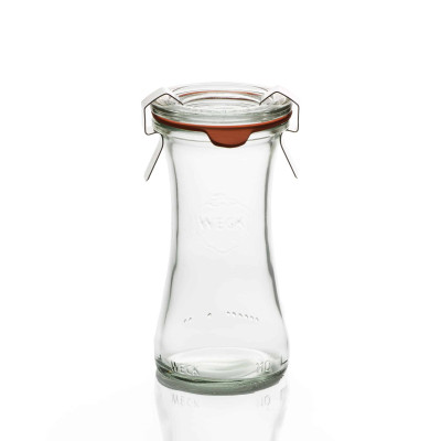 New: 6 WECK Glass Jars Coil 110 ml, with glass lid and 40 mm diameter gasket (clips not included)