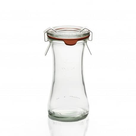 New: 6 WECK Glass Jars Coil 110 ml, with glass lid and 40 mm diameter gasket (clips not included)