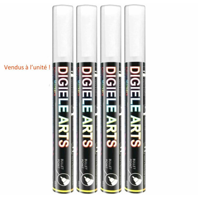 DIGIELE ART : 1 Marqueur Craie, Feutre Craie Liquide Blanc 6mm, Pointe Réversible Ogive Fine ou Biseau