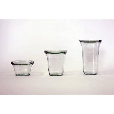 Bocaux en verre WECK quadro 290 ml Ø 100mm, couvercles et joints inclus