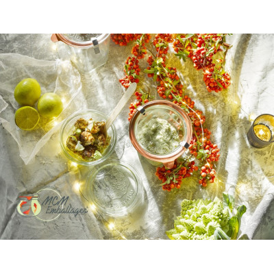 Bocaux en verre WECK quadro 290 ml Ø 100mm, couvercles et joints inclus